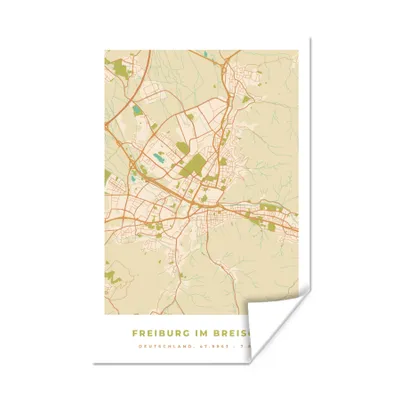 Produktbild von MuchoWow® Poster Freiburg im Breisgau - Karte - Stadtplan - Vintage - Karte 40x60 cm - Plakate für die Wand - Poster Babyzimmer