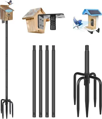 Immagine prodotto di 200 cm di robusto supporto regolabile per uccelli da esterno con set di montaggio universale - nero