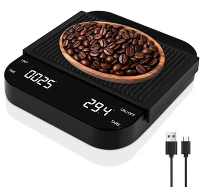 Kaffeewaage mit Timer, 3 kg / 0,1 g, digital, USB-C, schwarz
