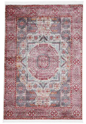 Produktbild von Vintage Teppich Anil Rot 80x150 cm Bordüre | Moderner Teppich für Wohn- und Schlafzimmer