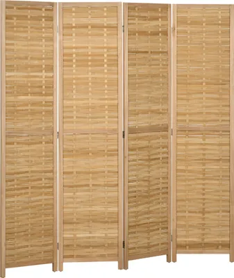 Immagine prodotto di Paravento a 4 ante, divisorio, parete divisoria 160 x 170 cm, schermo pieghevole, divisorio in bambù, parete divisoria per soggiorno e camera da letto