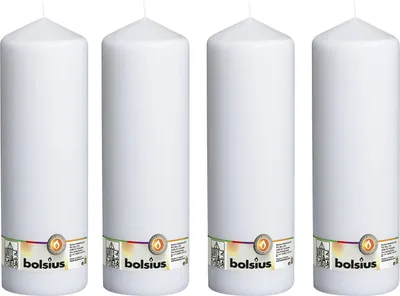Image de lot de 4 bougies - hauteur 30 cm - diamètre 9,8 cm - blanc