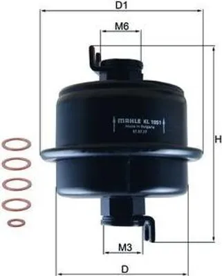 Produktbild von Kraftstofffilter leitungsreinigend Ø 70 mm MAHLE für u.a. HONDA CIVIC