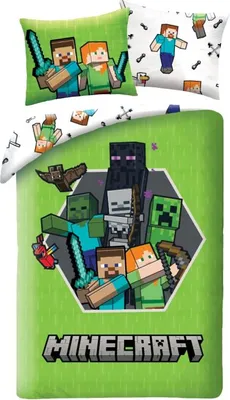 Produktbild von Minecraft Bettbezug Grün - 140 x 200 cm - 70 x 90 cm - Polyester