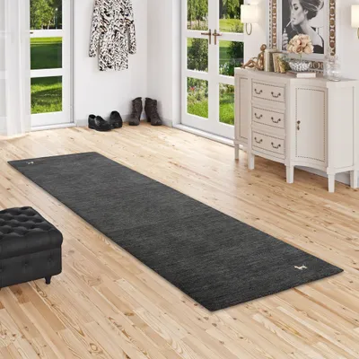 Produktbild von Natur Teppich Läufer Indo Nepal Gabbeh Shiva Anthrazit, Größe:70x300 cm