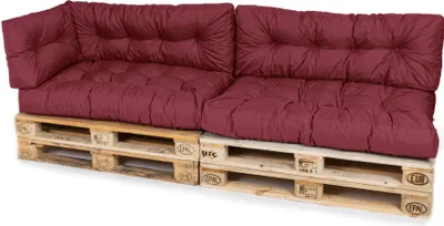 Produktbild von TexDeko Garden Palettenkissen 120x80x18cm wasserabweisend gesteppt Sitzauflage für Europaletten, UV-beständig (5-TLG Set, Bordeaux)