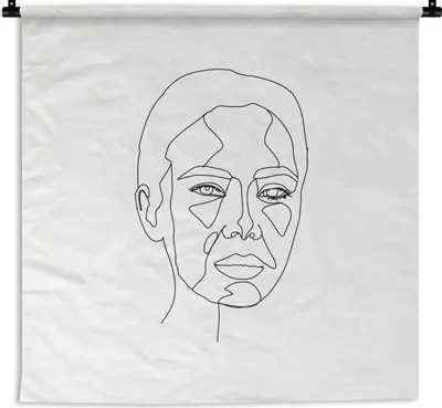 Produktbild von MuchoWow® Wandteppich Wandbehang Schwarz - Weiß - Frauen - Strichzeichnung 90x90 cm Tapisserie Dekoration Wandtuch - Wandaufhänger
