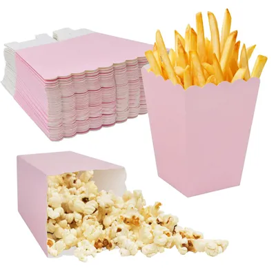 Mini Popcorntüten 50 Stück, 4 Farben, 5,5x5,5x10,7 cm