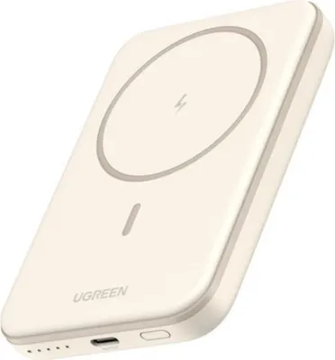 Produktbild von Ugreen Magnetischer 5.000 mAh externer Akku, Kabellos, PD 15 W, Qi 7,5 W, USB-C, MagSafe kompatibel, Beige