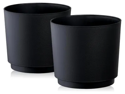 Produktbild von Übertopf Matte, Blumentopf, Blumenübertopf aus Kunststoff, 2er-Pack (Schwarz; ø 32,5 cm)