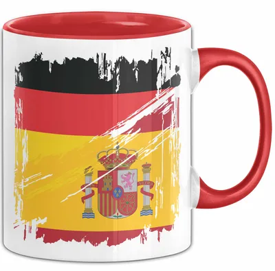 Produktbild von Deutsch Spanier Tasse Geschenk Lustiger Becher Geschenkidee Spanien Kaffee-Becher (Rot)