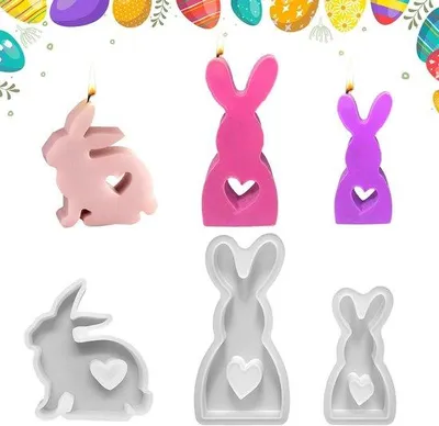 Produktbild von Silikonische Pasenformen - 3D-silikonische Form - DIY-Konijnform - für Gips-Osterhase - silikonische Karrenhuf-Form - Handwerks-Osterformen - Wohnaccessoires Osterdekoration