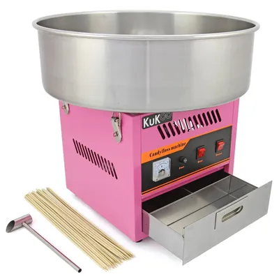 Immagine prodotto di Macchina per zucchero filato KuKoo, colore rosa, 50 cm, acciaio inossidabile, capacità per 500 coni, design retrò, peso 13 kg