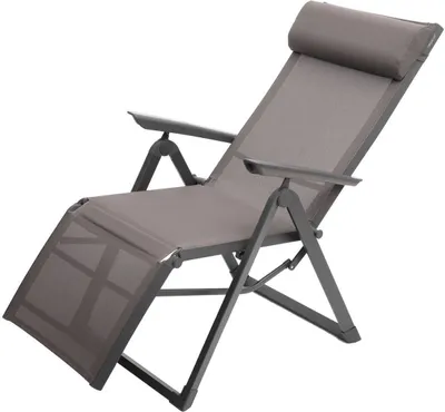 Produktbild von Gartensessel mit neigung "decima" haselnuss &amp praline 8 positionen aus epoxybehandeltem aluminium  - Hespéride