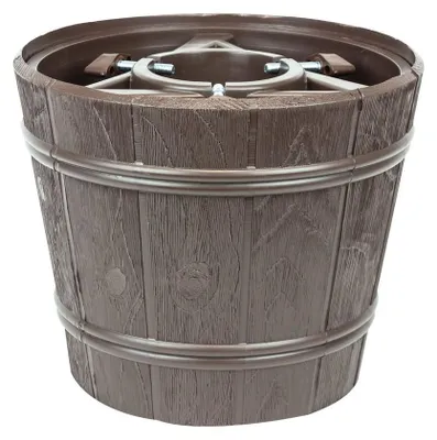 Image de Support pour sapin de Noël - Plastique - Aspect bois brun - 30 cm