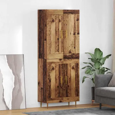 Image de vidaXL Highboard vieux bois 69,5 x 34 x 180 cm Bois composite