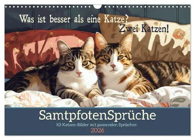Produktbild von Samtpfotensprüche (Wandkalender 2026 DIN A3 quer), CALVENDO Monatskalender