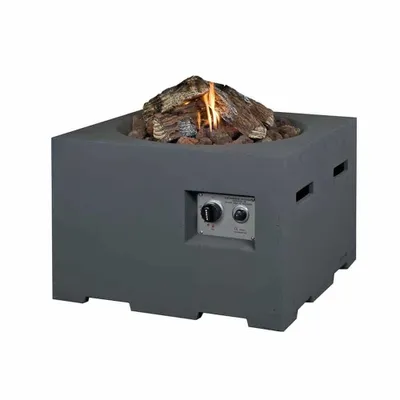 Produktbild von HAPPY COCOONING Feuertisch Quadratisch Klein Gartenkamin mit Gas, Farbe:Anthrazit/Grau