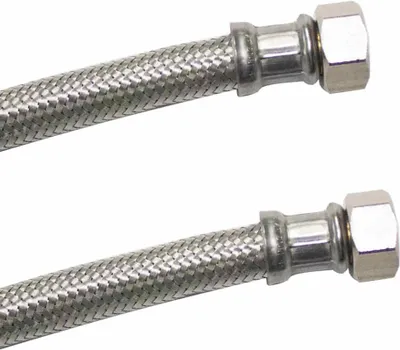 Produktbild von DN13 DVGW Panzerschlauch m. Edelstahlumflechtung 1/2" ÜM x 3/4" ÜM 800 mm