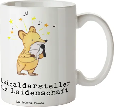 Produktbild von Mr. & Mrs. Panda Trinkbecher Musicaldarsteller Leidenschaft - Weiß - Geschenk, kaffeebecher bedruckt, Teetasse, Kaffeetasse, Tasse, Pott