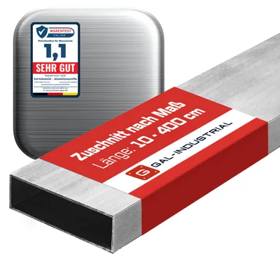 Produktbild von Aluminiumprofil GEBÜRSTET 40x30x3mm 280 cm Rechteckrohr + Zuschnitt nach Maß
