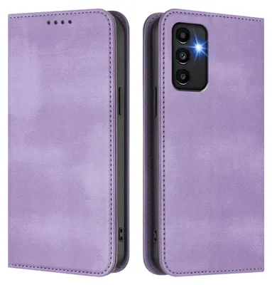 Produktbild von Handyhülle für Samsung Galaxy A13/A04S/A04/M13 5G, Vintage Leder RFID Schutz Kartenfach Standfunktion Magnetische Klapphülle Violett