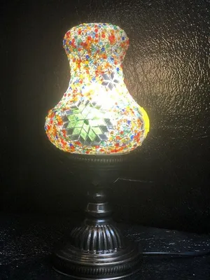 Zdjęcie produktu dla Ręcznie wykonana lampa z mozaiką z gruszek Turecka lampa stołowa lub orientalna lampka nocna