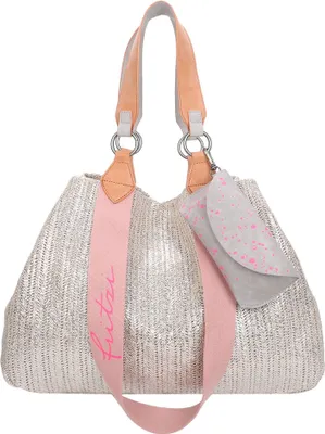Produktbild von Fritzi aus Preußen Schultertasche Izzy Medium Limited Painted Straw Shopper Silver Nature silberfarben