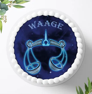 Produktbild von Für die Geburtstags Torte ein Tortenaufleger, Zuckerbild mit dem Motiv: Waage, Essbares Foto für Torten, Fondant, Ø 20cm, 3609