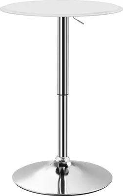 Image de Table de bar - Réglable en hauteur - Pivotant à 360° - Pied rond - Ø63 cm - Hauteur 67-93 cm - Blanc