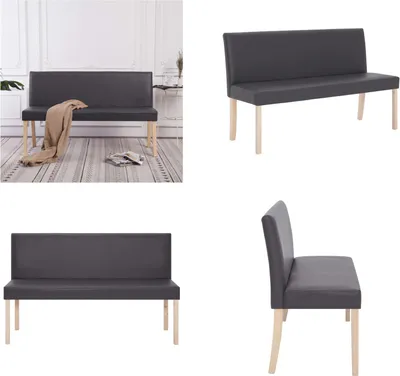 Zdjęcie produktu dla vidaXL Ławka 139,5 cm szara imitacja skóry  - Ławka - Ławki - Ławki do przedpokoju - Ławki do przedpokoju