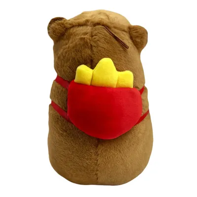 Produktbild von Kuscheltier Capybara 20 cm mit Rucksack Pommes – Weiches Plüschtier Stofftier