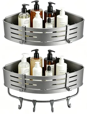 Produktbild von Duschcaddy mit Saugnapf - Eckregal ohne Bohren für das Badezimmer