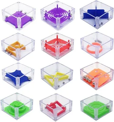 Image de Jeux de puzzle en famille pour adultes et enfants - Jeu de patience en 3D - Set de 12 cubes labyrinthes - Jeu éducatif - Jeu d'adresse - Jouet