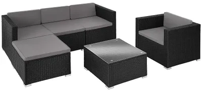 Image de Salon en rotin Lignano avec fauteuil - noir