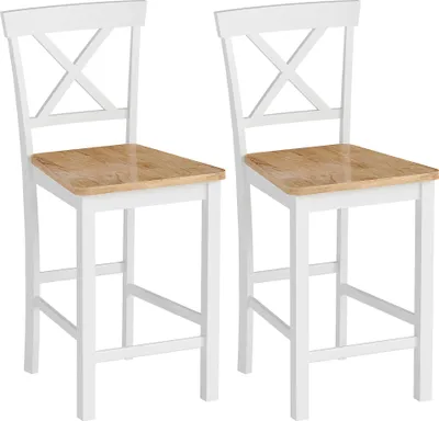 Produktbild von 2er-Set Kš¹chenstš¹hle, Kautschukholz, gebogene Sprossenlehne, Wei?