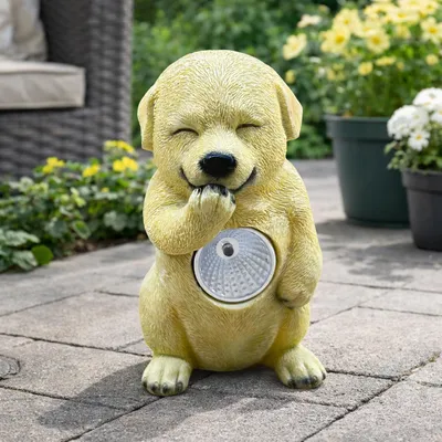 Produktbild von Gartenfigur Hund mit Solarbeleuchtung, robust und wetterfest, 10,2x15x8,5 cm