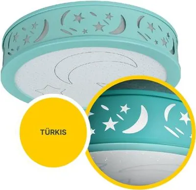 Produktbild von LED Kinder Deckenleuchte, Sternenhimmel, Nachtlichtfunktion türkis : Türkis Farbe: Türkis