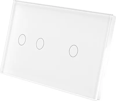 Produktbild von Touchschalter Panel 2+1 Glas weiß Qtouch Wandschalter ohne Modul