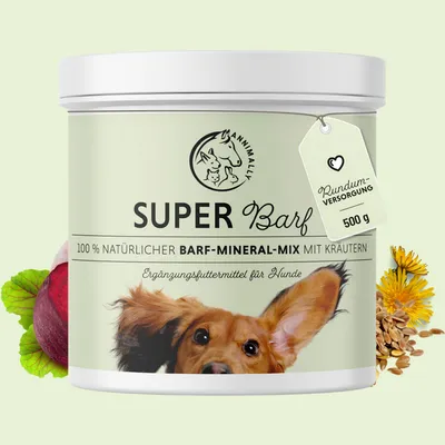Produktbild von Super Barf 500 g - Barf Zusätze - Vitamin und Mineralstoffmischung - Barf Ergänzung Hund - Vitamine und Mineralien - Barf Kräuter