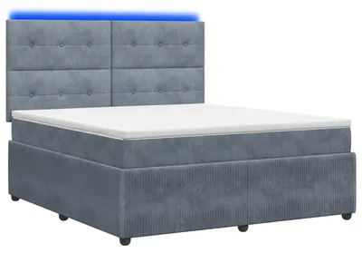 Productafbeelding van vidaXL LED boxspringbed met matras, donkergrijs, 140 x 200 cm, fluweel