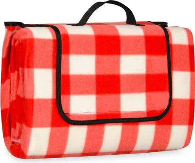 Produktbild von FEBE koc piknikowy z uchwytem 150x200 cm w kratkę wodoodporny spód koc kempingowy koc plażowy koc parkowy ogród na zewnątrz