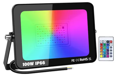 100 W RGB LED-Außenstrahler, 16 Farben, 4 Modi, Fernbedienung