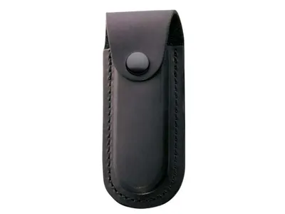 Image de Etui en cuir noir, pour couteau avec manche de 11 cm, boucle de ceinture, portable en long et en large