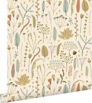 Immagine prodotto di ESTAhome carta da parati fiori selvatici verde oliva grigiastro 50 x 900 cm