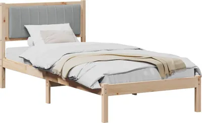 Immagine prodotto di Letto con Testiera Rivestita Grigio chiaro 90 x 190 cm