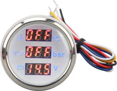 Obrázok produktu pre Merač teploty vody, tlaku oleja/napätia, 52 mm, digitálny displej 3 v 1 pre obytné vozidlá, jachty, rybárske lode, lode, DC 9 až 32 V