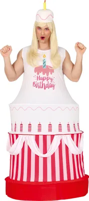 Produktbild von Geburtstagskuchen Kostüm Junggesellenabschied Spaßige Feier Accessoires Männer Mode Party Lustige Torte Zuckerguss Kerze Überraschung Event Look, Größe: 52 - 54 (L) Farbe: Rot