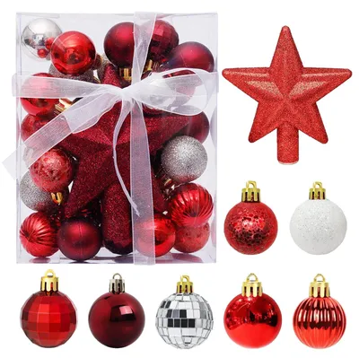 Weihnachtskugeln, 29 Stück, Kunststoff, bruchsicher, 3 cm