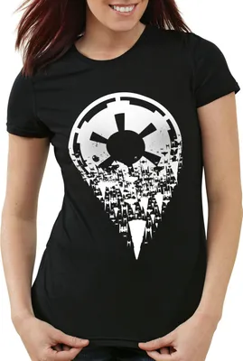 Produktbild von style3 Imperium Übermacht Damen T-Shirt sturmtruppen todesstern, Farbe:Schwarz, Größe:L